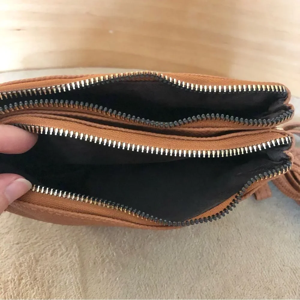 Kate Spade New York Pebbled Leather Crossbody Clutch Bag Warm Gingerbread